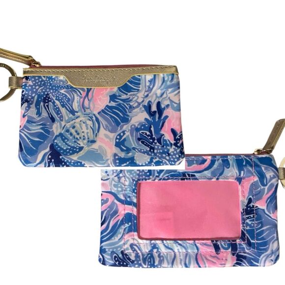 Lilly Pulitzer ID Case Wallet in Shade Seekers Blue Pink Swirl w/Gold Ring. NWOT - Picture 3 of 6